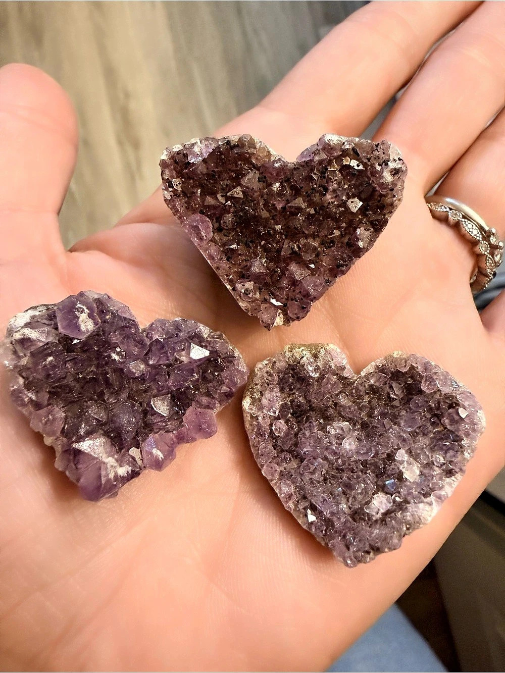 Amethyst Crystal Heart Cluster Set